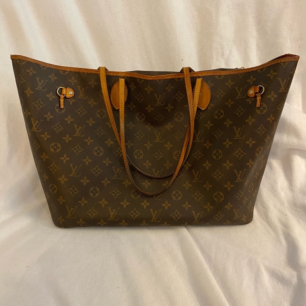 Louis Vuitton Monogram Canvas Tote in Brown with Tan Trim